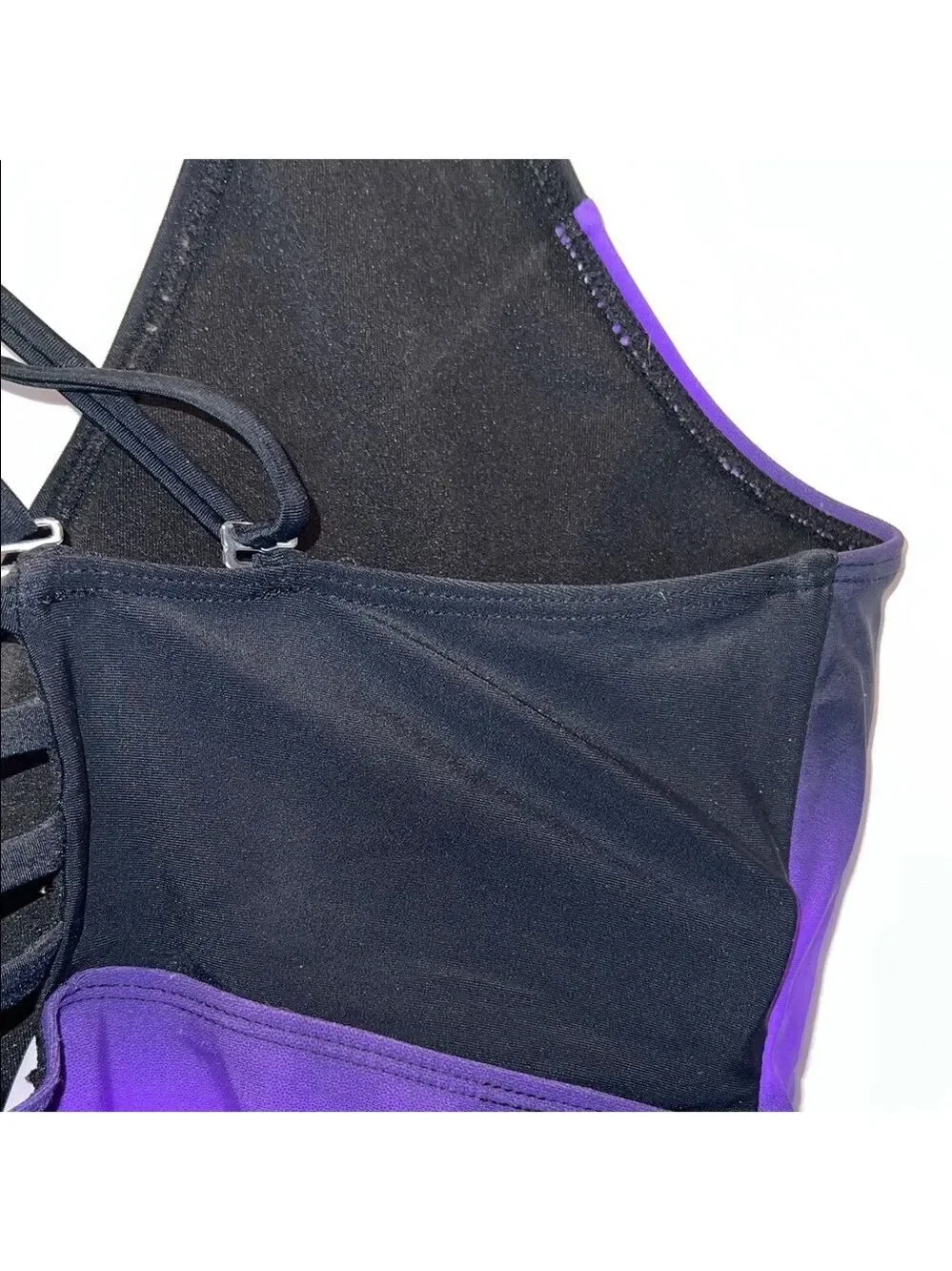 Purple and Black Strappy Swim Top, Plus Size 2X - Picture 5 of 8